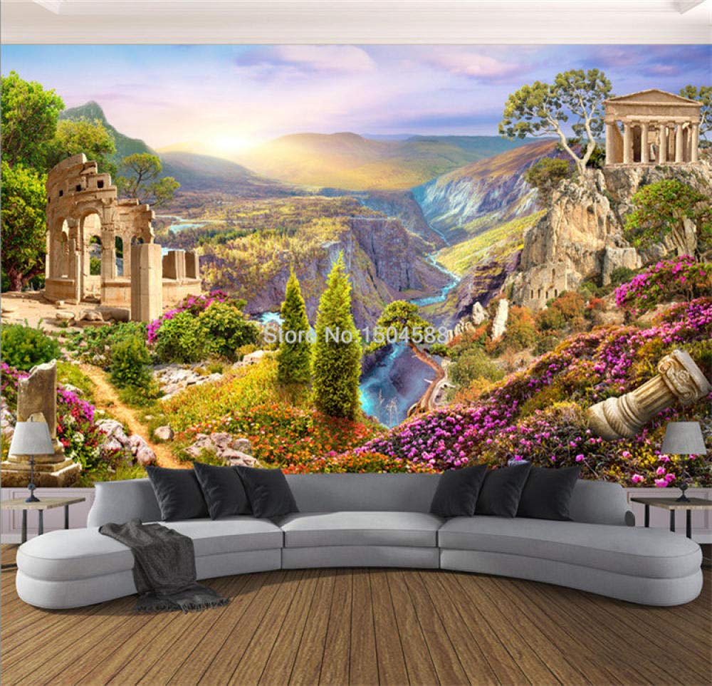 Papier peint panoramique 3D jardin nature grand format pour mur de salon 350x245 cm