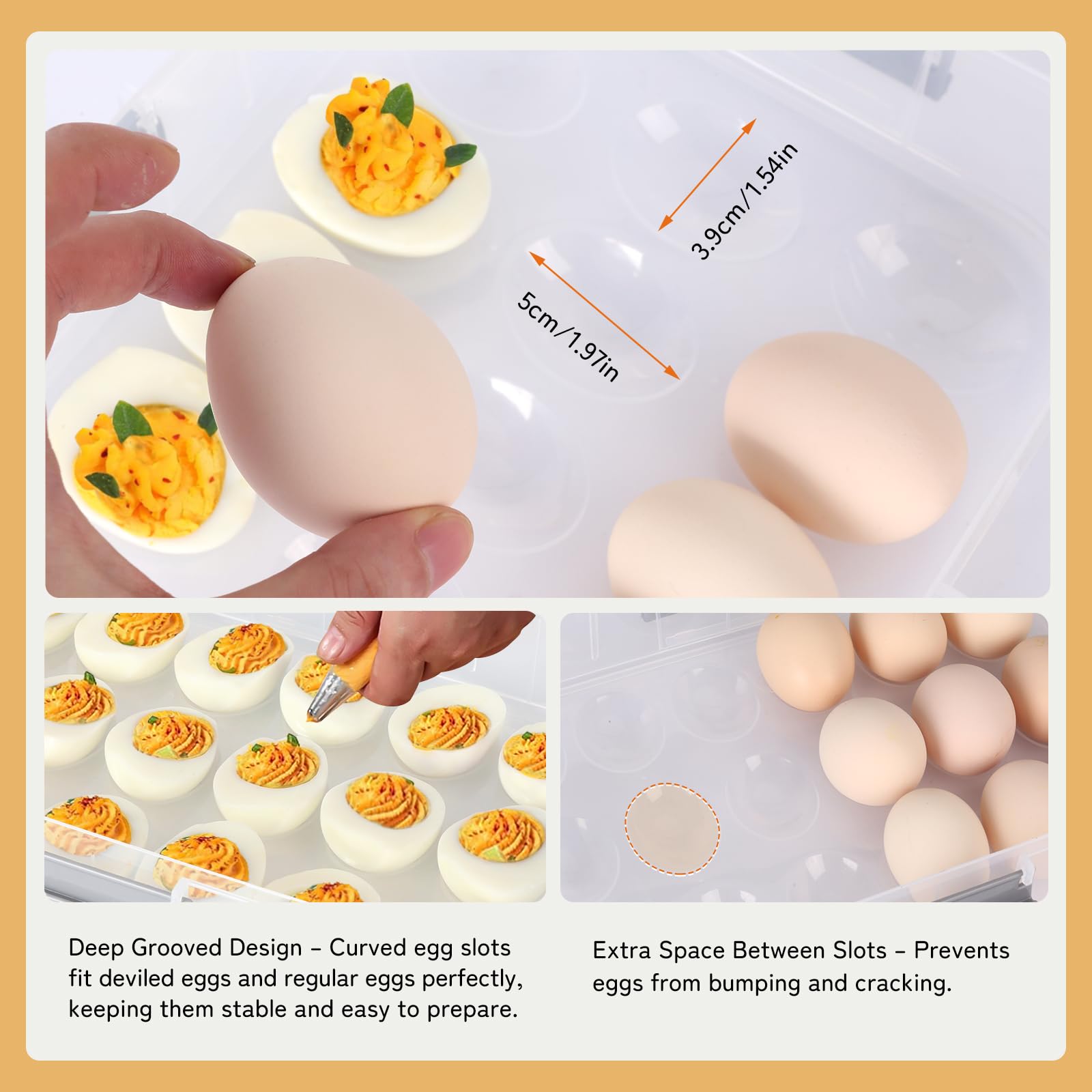 Splotiva Deviled Egg Containers with Lid, 54-Slot Carrier, Green, 3 Tier