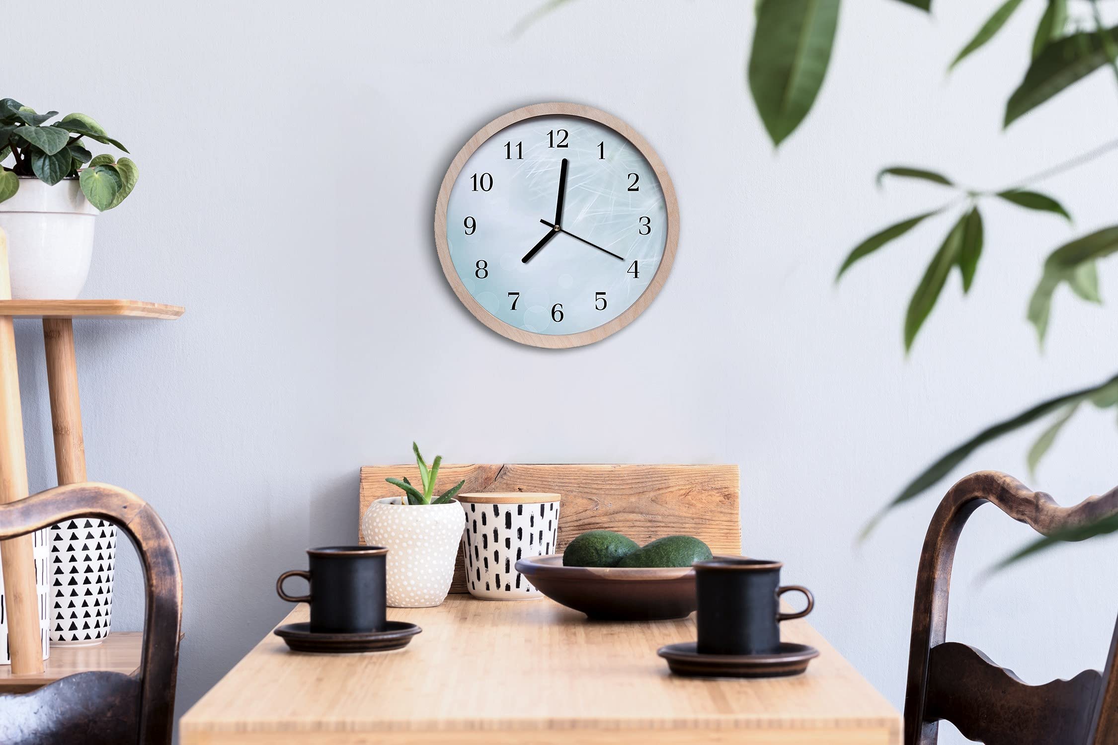 Tulup Reloj de Pared Madera Decoración ⌀ 20cm De Cuarzo de Madera Moderno Relojes Silencioso - Arte Abstracto