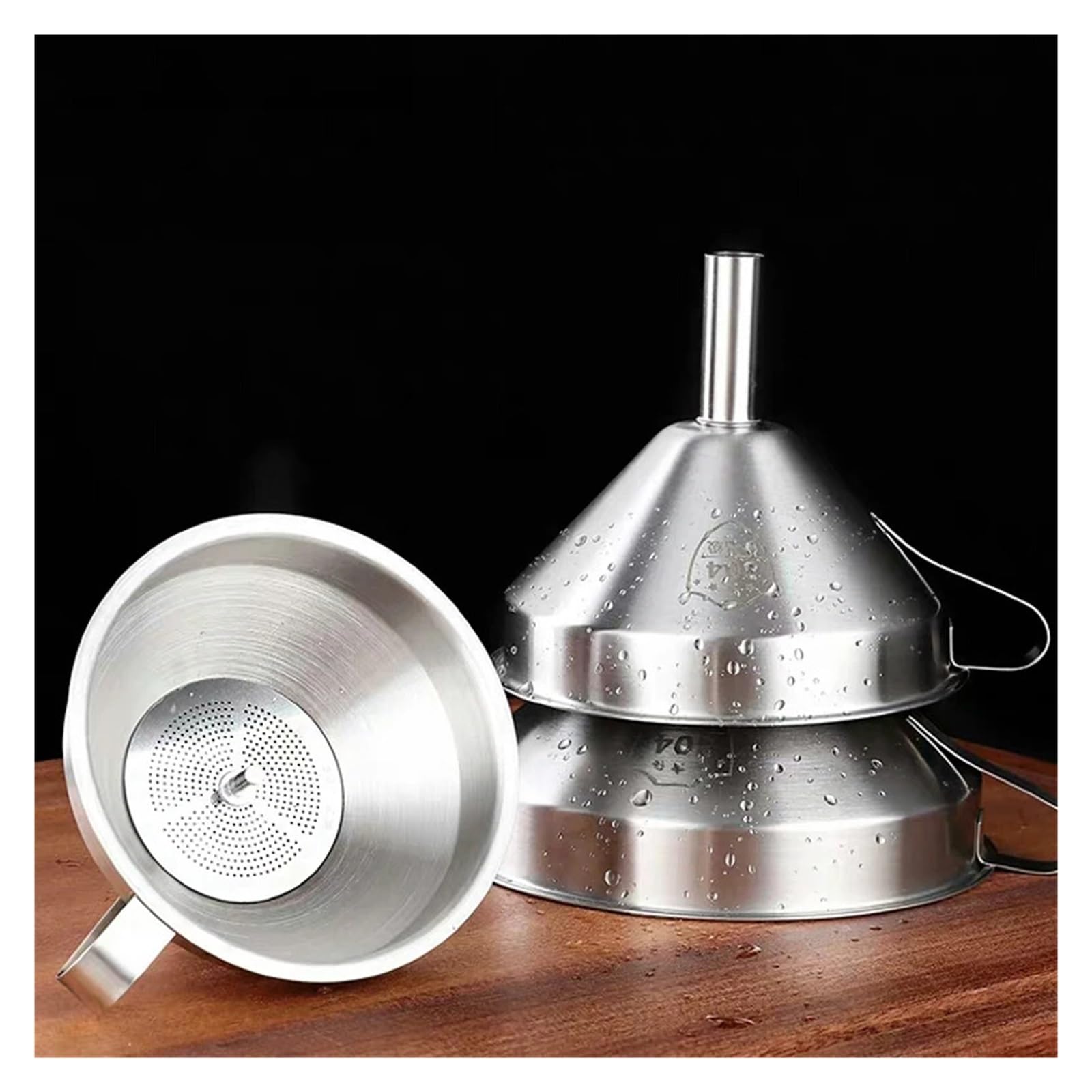 Embudo de Acero Inoxidable, Embudo for líquidos de Aceite de Cocina, Embudo de Metal con Filtro Desmontable, Embudo de Boca Ancha for enlatar Herramientas de Cocina(Large Dia 15cm)