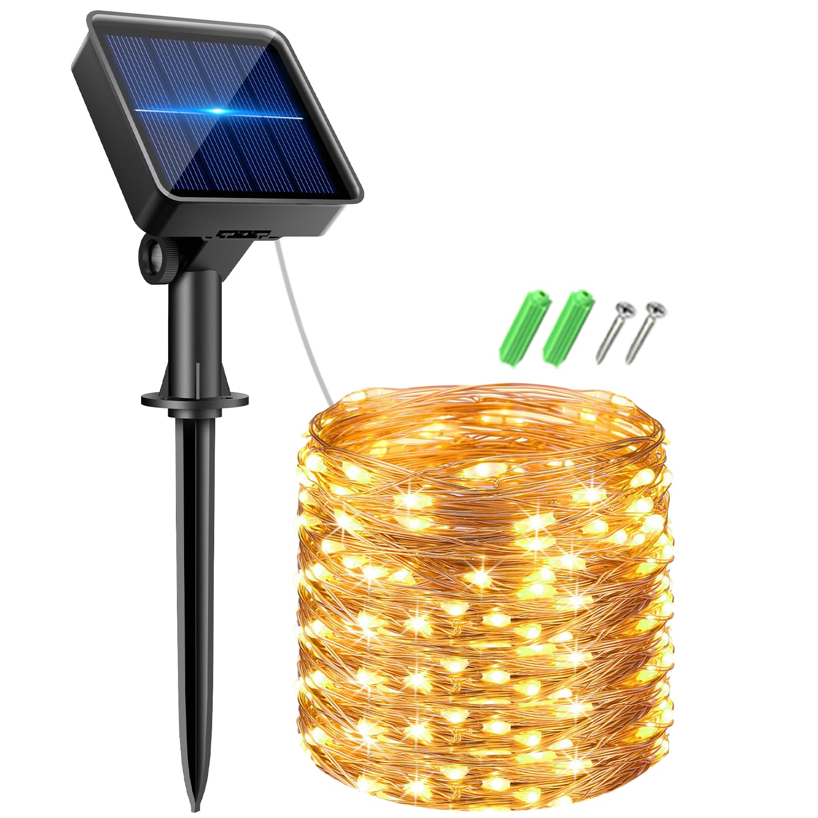 Kolpop Solar Fairy Lights Outdoor, 32FT 80LED Twinkle Light Outdoor Waterproof, 8 Modes Copper Wire Mini String Lighting for Garden Christmas Tree Outside