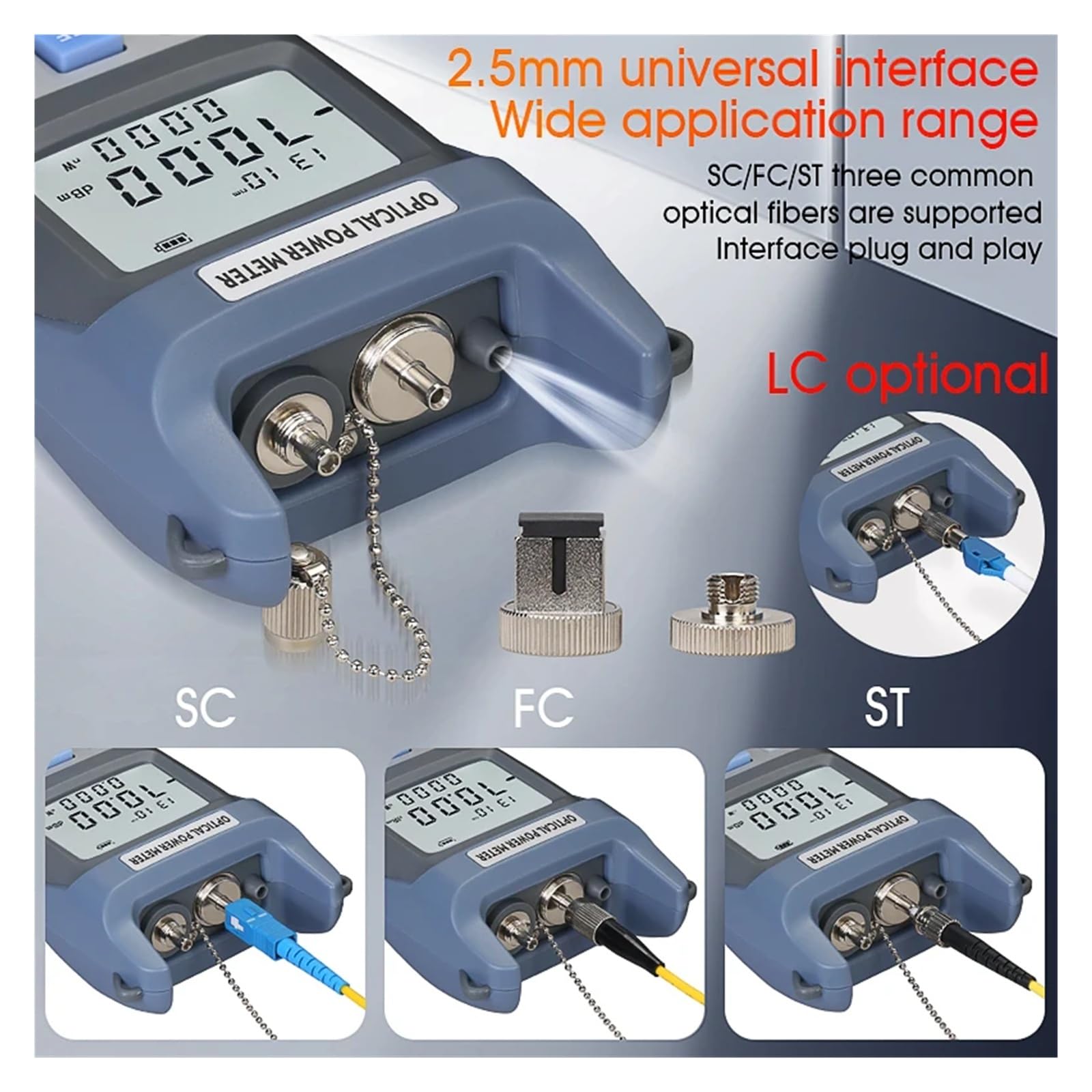 Compteur de puissance optique (OPM), localisateur visuel de défauts (1/10/15/30/50MW VFL), testeur de câbles à fibres optiques FTTH, AUA-G710B Erreur faible