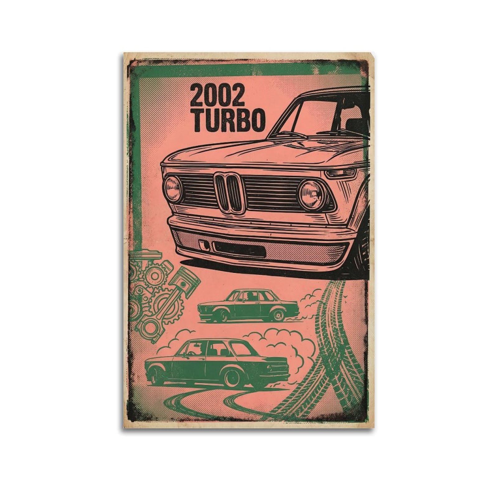 Okngb Unframe-Style Vintage Sports Car 2002 Turbo Racing Supercar Poster Decorative Painting Canvas Art Picture 24X36inch(60X90cm)