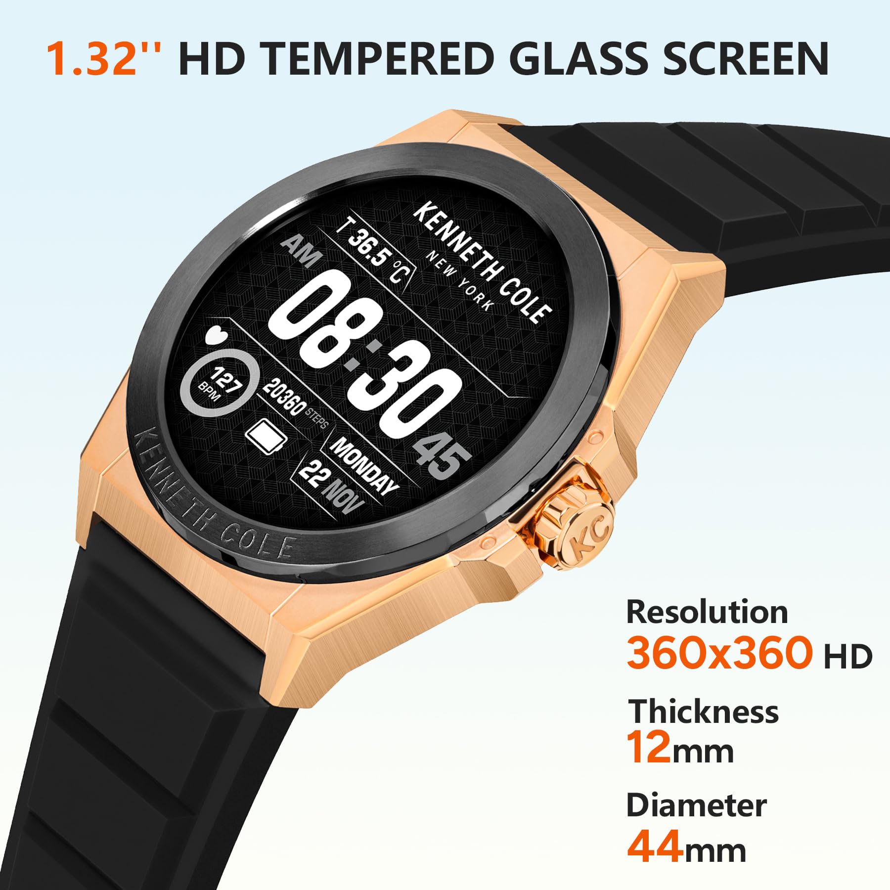 BRIBEJAT Smartwatch Uomo 1.32” – Orologio Fitness Con Cardiofrequenzimetro, SpO2, Sonno, 24 Sport, IP68, Notifiche Smart, Batteria 5 Giorni, Oro