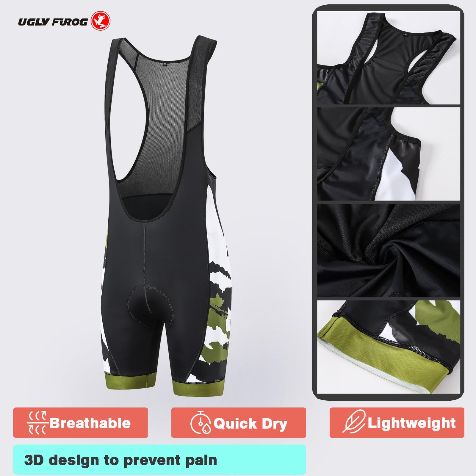 UGLY FROG Culote Bicicleta Hombre Culotes MTB con Acolchado Pantalones Cortos Ciclismo Transpirable Secado Rápido