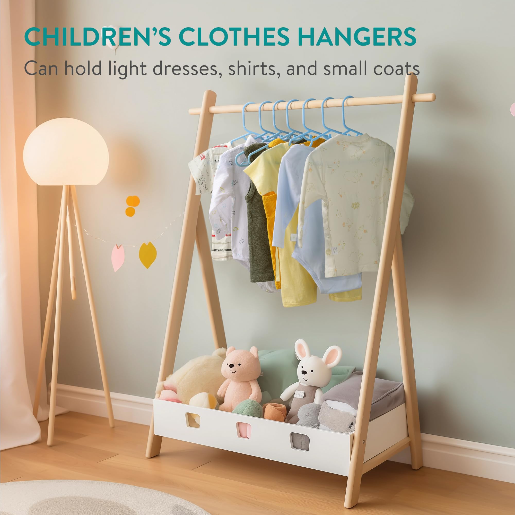 Navaris Baby Hangers for Childrens Clothes - Kids Coat Hanger Set for Newborn Babies to Young Children - Closet Organization for Clothing - Set of 20 - Blue