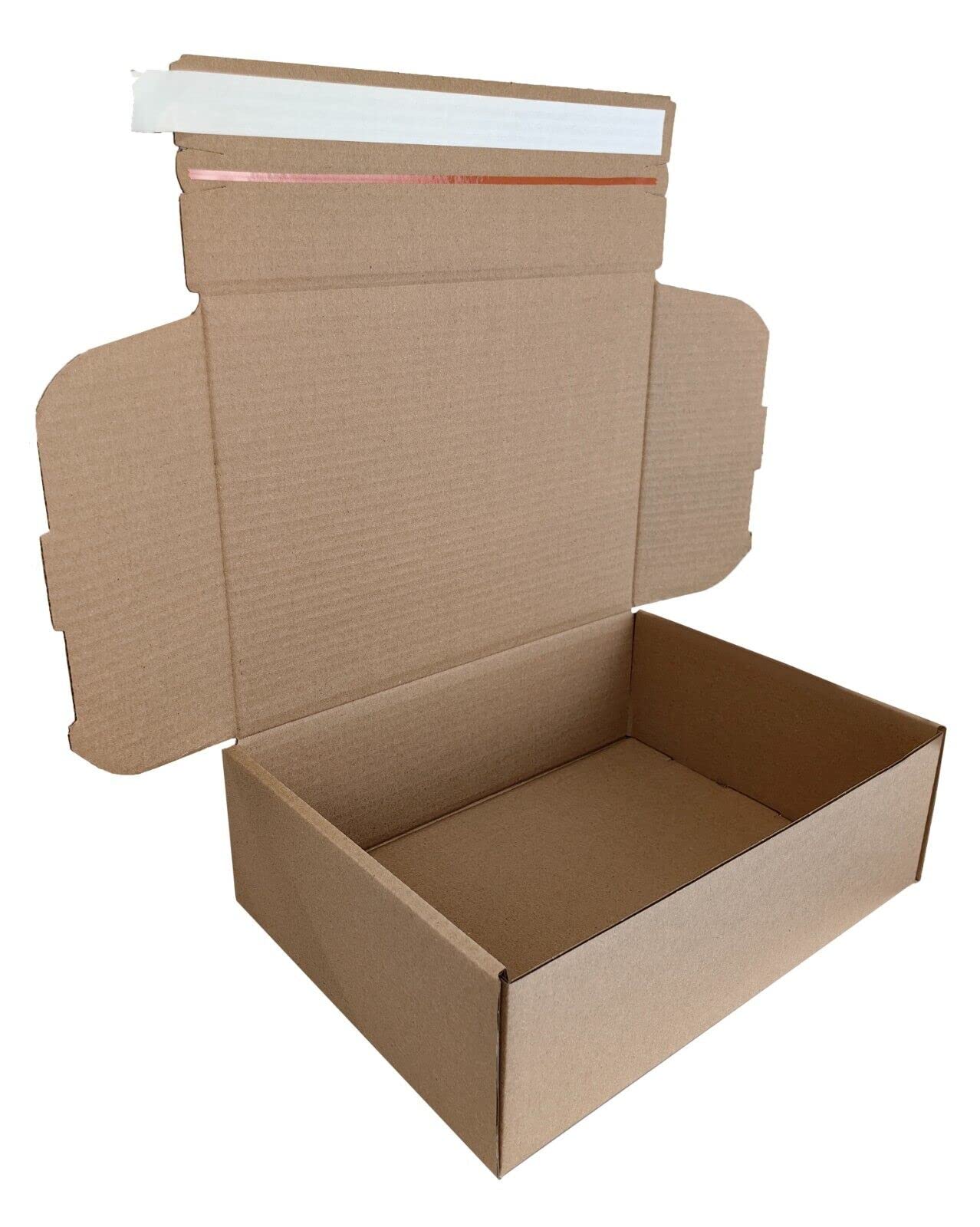 MEG4TEC Pack of 1 Brown C4 Boxes 12" x 9" x 4" Peel & Seal Postal Gift Shipping Box - Tear Open Adhesive Strip (30cm x 22.5cm x 10cm), E-Commerce - Requires No Glue or Tape, Eco-Friendly Recyclable
