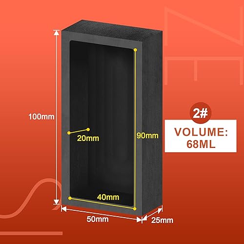 Miniatura 5 de 2 moldes de lingote de grafito de 2.2 lbs, molde de 4 x 2 x 1 pulgada para fundición de fusión, refinado, reciclaje de aluminio, cobre, plata, oro,