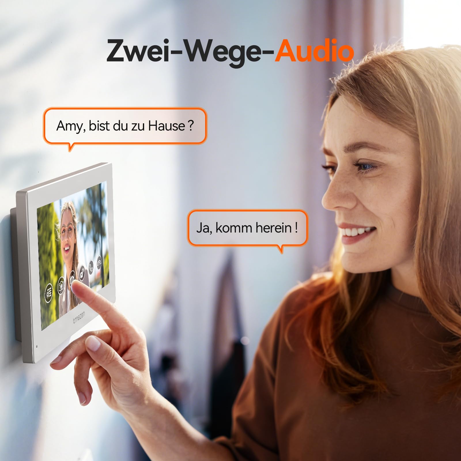 TMEZON WLAN Video Türsprechanlage mit Türöffner,1080P HD Türklingel mit Kamera,7-Zoll-Farb-Touchscreen,Nachtsichtgerät,Zwei-Wege-Audio,Bewegungsmeldung,App & Sweep-Karte entsperren,2-Draht Technik