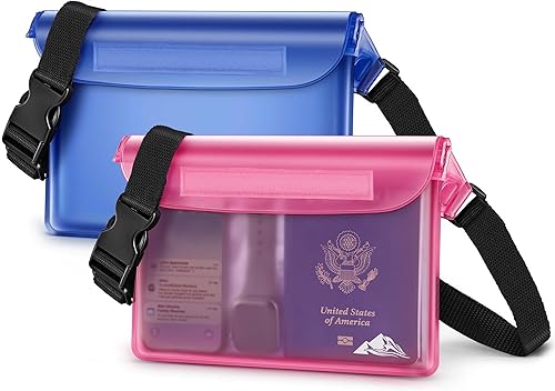 Miniatura 8 de HEETA Paquete de 2 bolsas impermeables, sensibles a la pantalla táctil, bolsa seca impermeable con correa ajustable para la cintura, mantiene tu