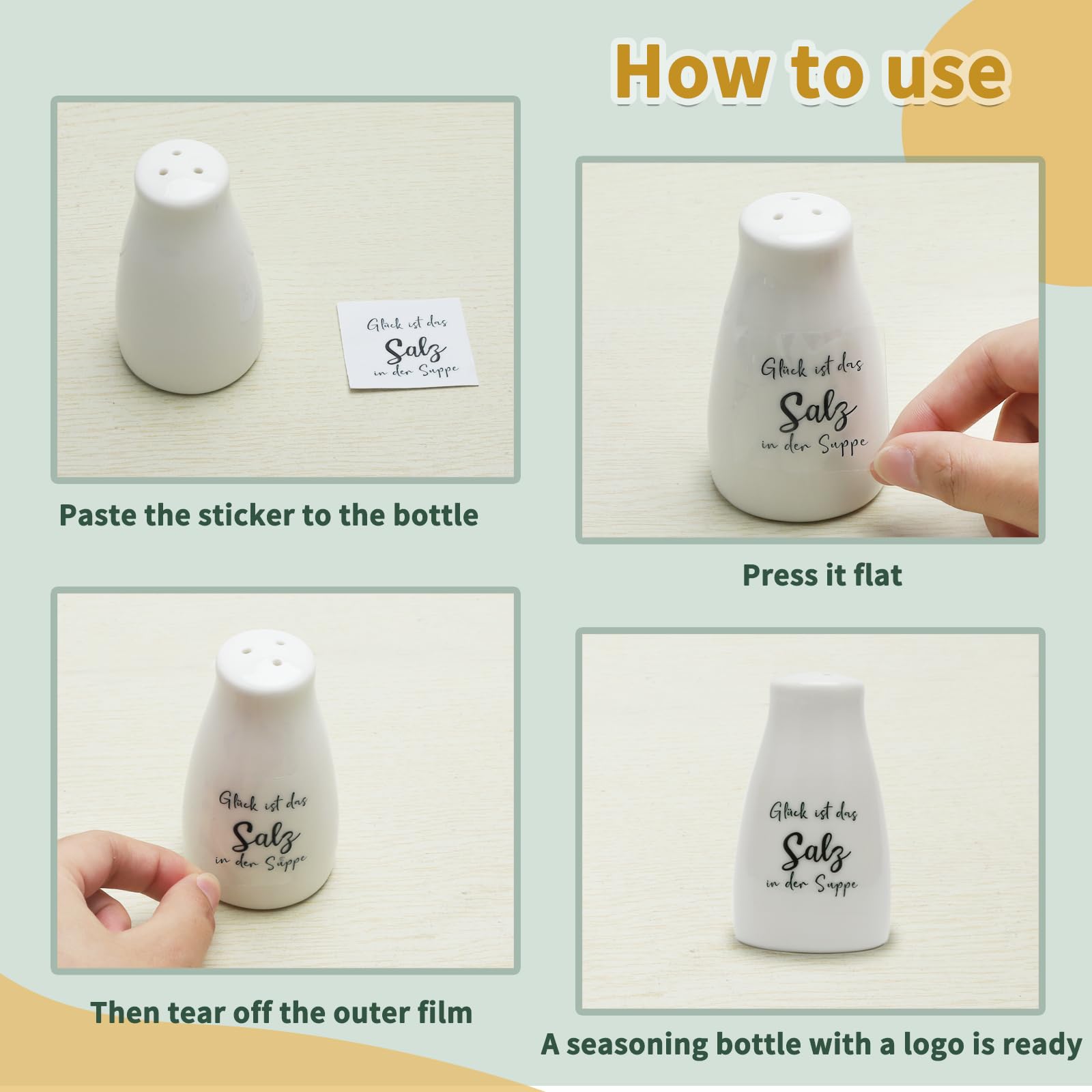 Geiserailie Zout- en pepervaatje, huwelijkscadeauset met zout en peper, stickers, bruiloft, cadeau-ideeën voor bruidspaar, housewarmingsgeschenken voor woning, huis (elegante stijl
