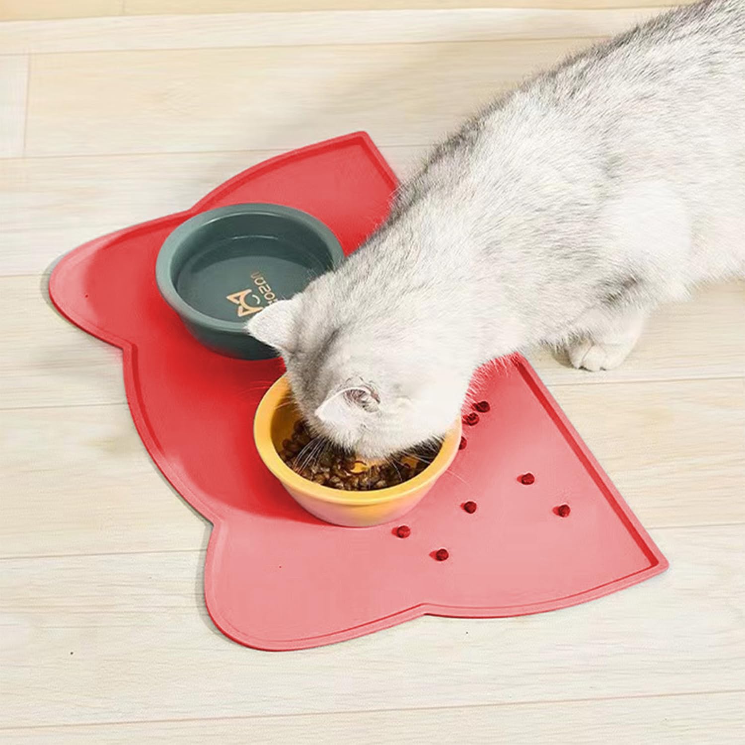 Alfombrilla De Silicona Para Comedero De Gatos LucyBalu - Antideslizante, Antracita, Apta Lavavajillas