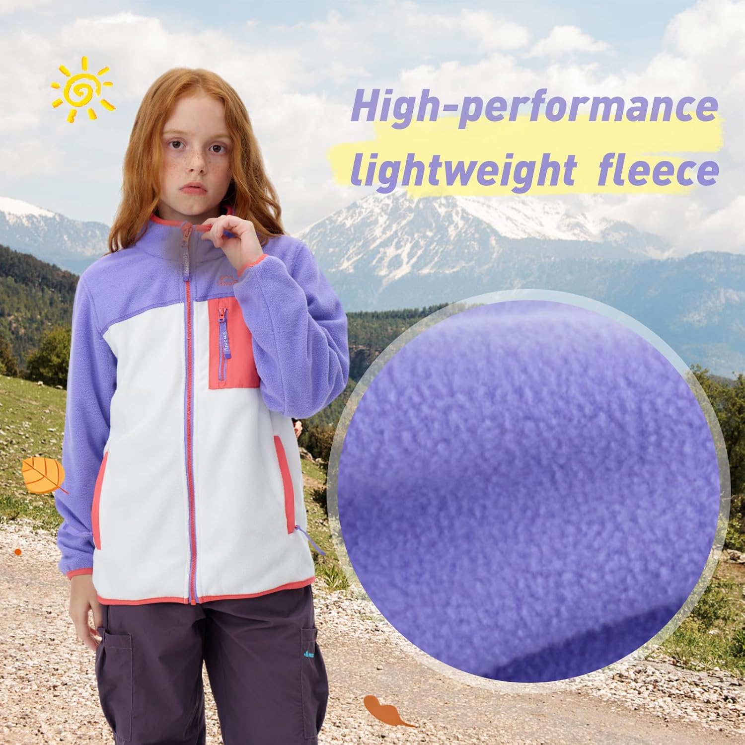 SMONTY Kids Fleece Jacket, Lightweight Zip Up Outdoor Jacket for Boys and Girls, Soft Warm Layering Coat