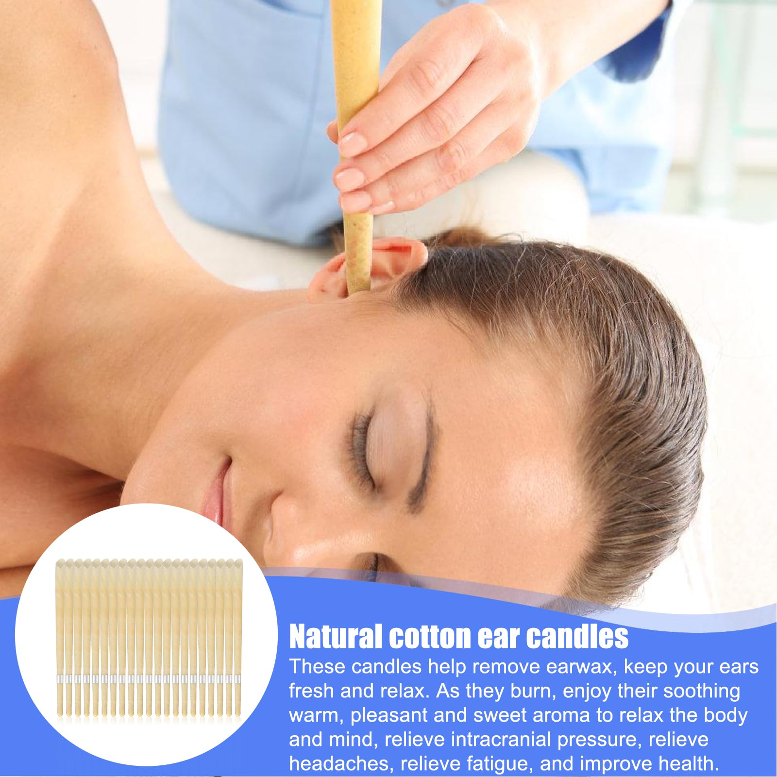 40 velas para los oídos: 24 cm para limpiar cerumen, con 20 bandejas, 40 bastoncillos de algodón y 2 cucharas, velas para los oídos, velas de perfume para relajación y salud