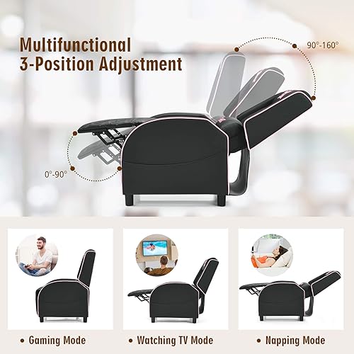 Miniatura 5 de POWERSTONE Silla reclinable para juegos con reposapiés, transpirable, de piel sintética, sillón reclinable de masaje, sofá ergonómico con soporte