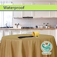 Vista 6 de Party Dimensions Gold Disposable Plastic Tablecloth for Round Tables (12 Pack) 84 inches Table Cloths for Parties, Events & Weddings, Indoors & Oro