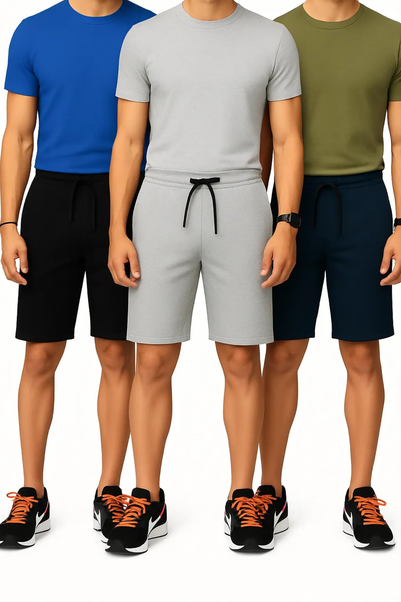 THE BLAZZE Men's Cotton Casual Night Zip Pocket Bermuda Shorts Man Men Combo Pack of 3 R001 VB1 Parent-image-43