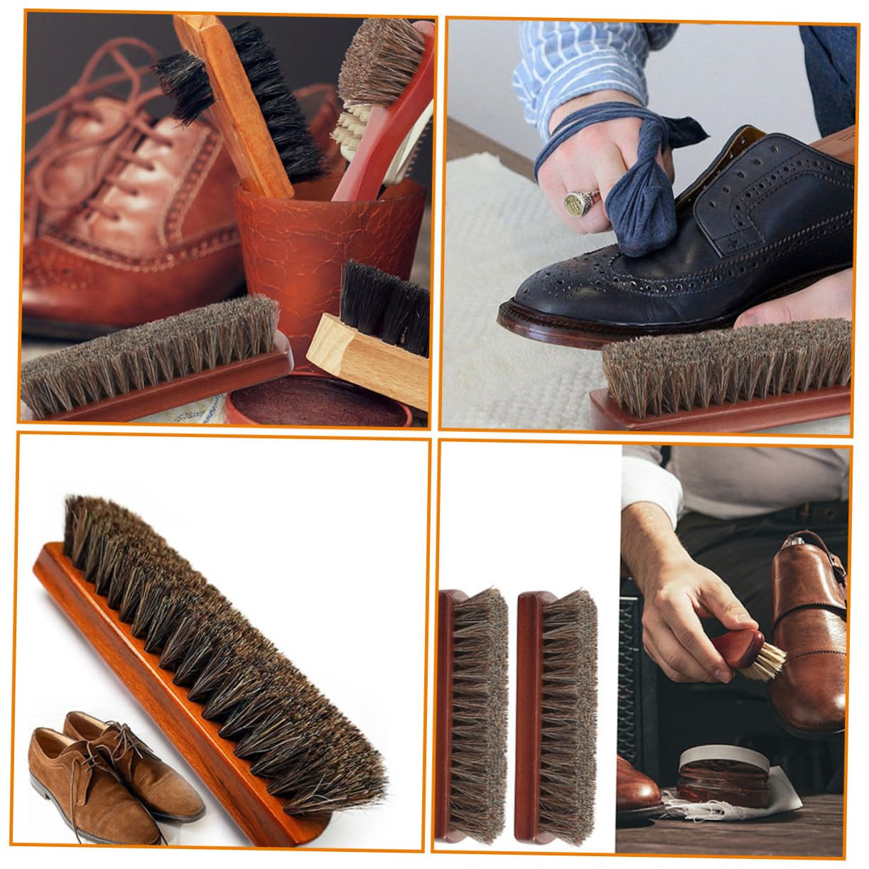 POPETPOP 4piezas Cepillo De Cerdas De Crin para Limpiar Interiores y Zapatos Cepillo para Pulir Zapatos