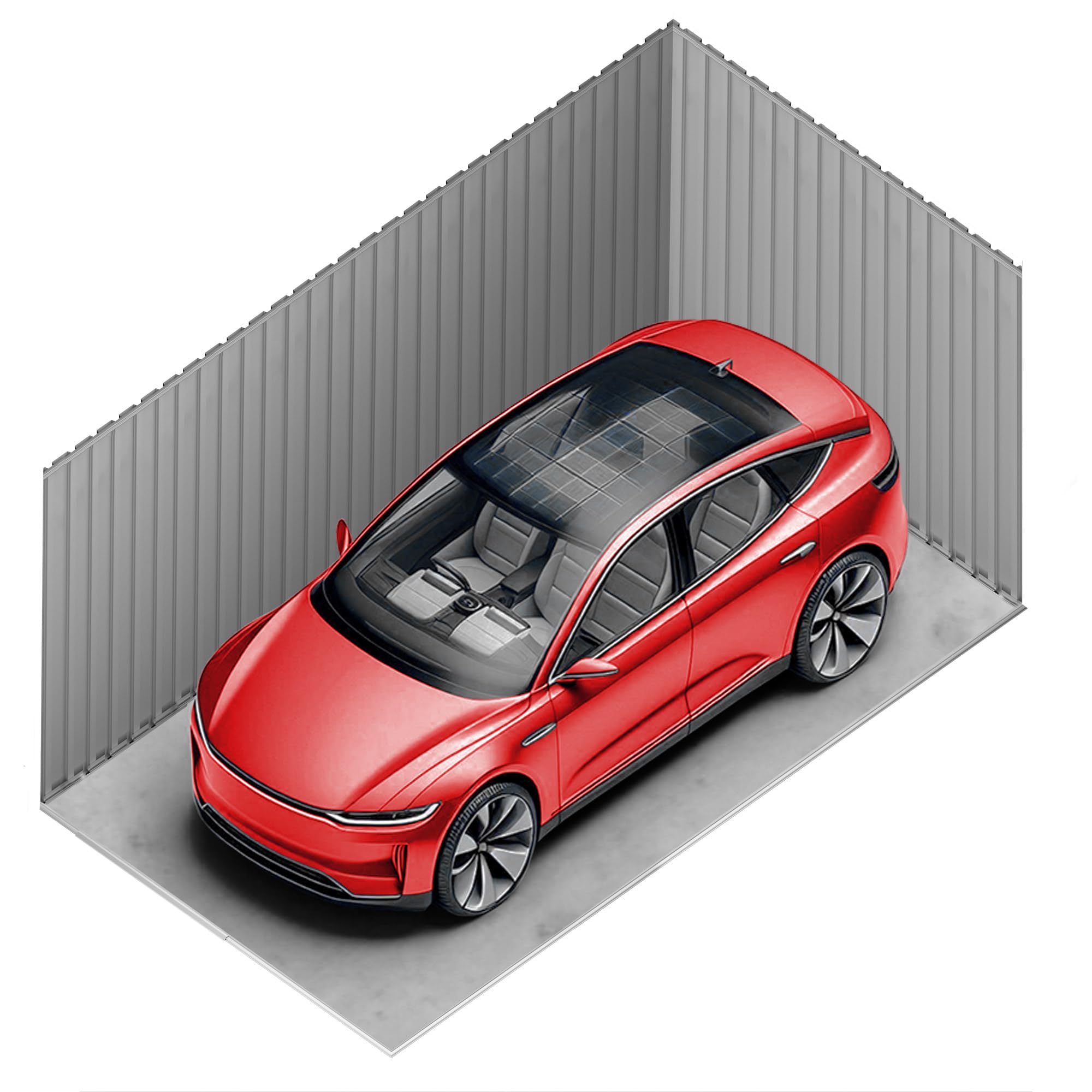 Wasabi - Metallischer Garagenunterstand 19,52 m² Jarama - 576x338x243 cm - Außen-Carport - Große Rolltür - Seitlicher Fußgängerzugang - Grau - Außenlagerung