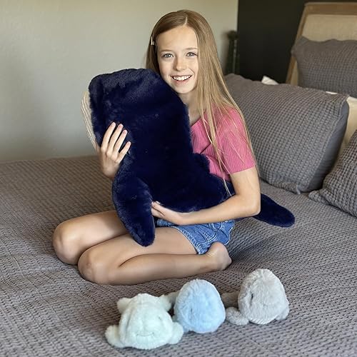 Miniatura 6 de MaoGoLan Peluche de ballena azul, animales de peluche a granel para niños, mamá gigante de ballena de peluche de 20 pulgadas con 3 bebés en el