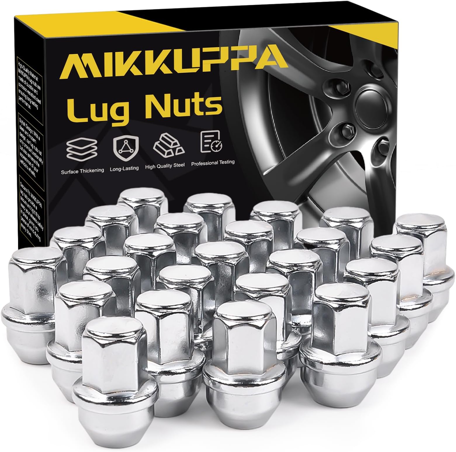 MIKKUPPA 24pcs M14x1.5 One-Piece Chrome OEM Factory Style Large Acorn Seat Lug Nuts Replacement for 2015-2022 Ford F-150 F150 Expedition Lincoln Navigator Factory Wheels