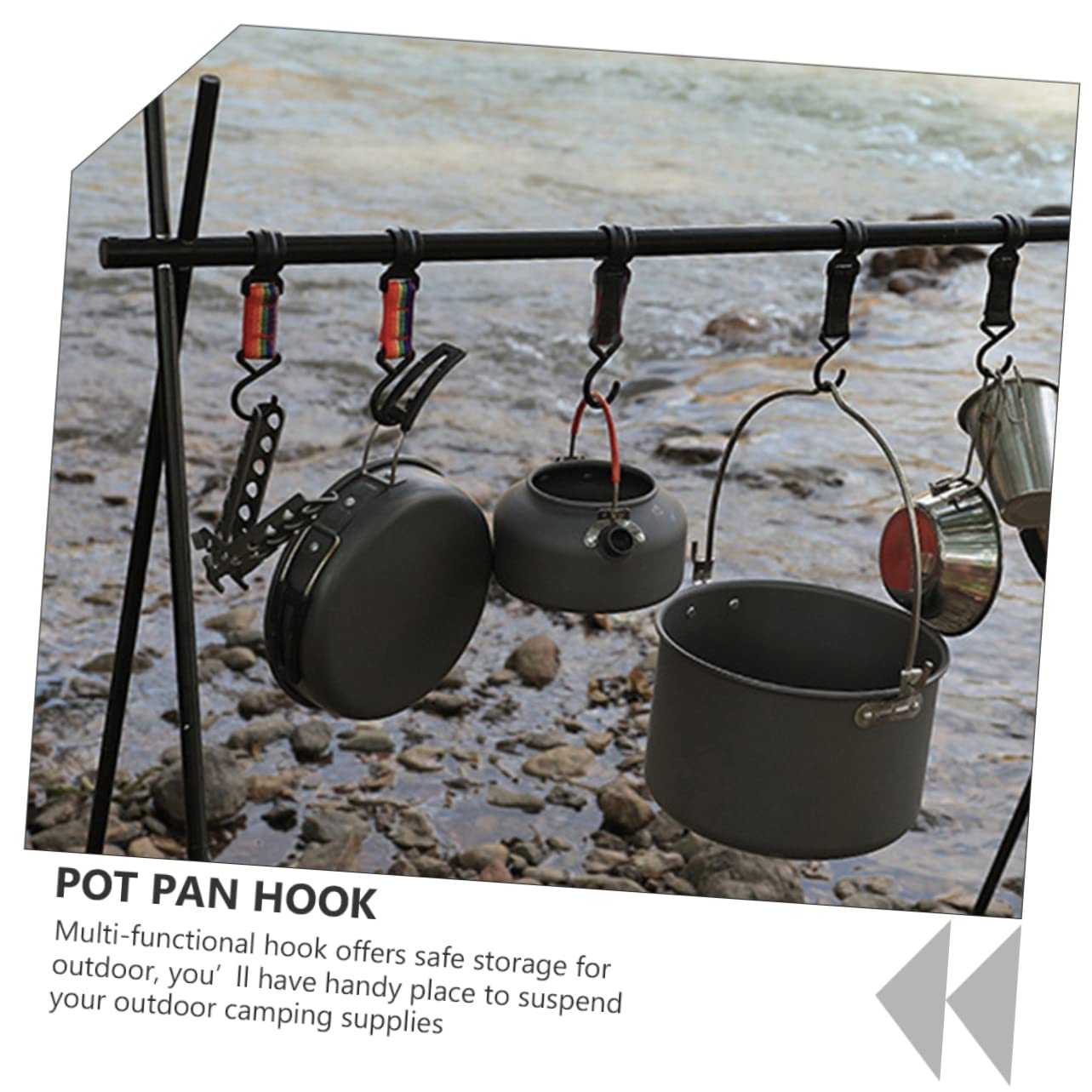 PRETYZOOM 8pcs Outdoor Camping Hooks Metal Hooks for Tent Pot Towel Cup and Tableware Storage