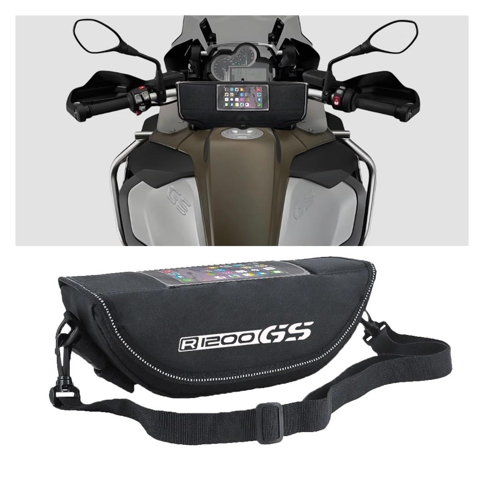Sacoche De Guidon Moto pour BMW R1200GS R1200 GS R 1200GS(Black2-with Logo)