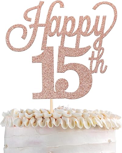 1 paquete de decoración para pastel de 15 años, purpurina negra, número 15, quince cumpleaños, decoración para felicitaciones a 15 años, cumpleaños,