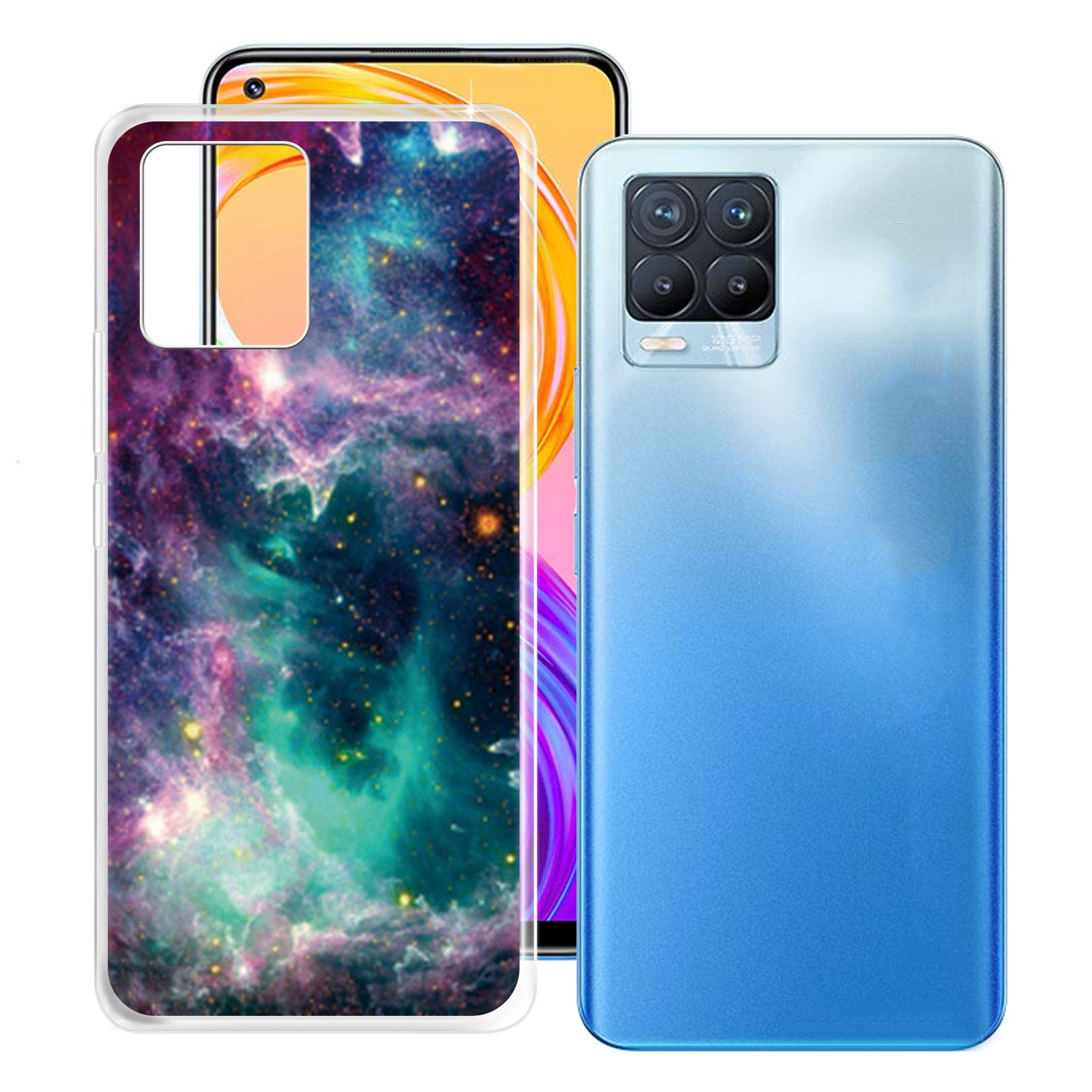 ZXLZKQ Cover + Vetro Temperato Per Realme 8 (RMX3085), Custodia In Silicone Morbido Trasparente, Antiurto - 2