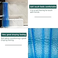 Vista 4 de Forro de cortina de ducha EVA azul, forro de ducha cubo de agua 3D 5G con 12 ojales de metal a prueba de óxido e imanes con peso, impermeable