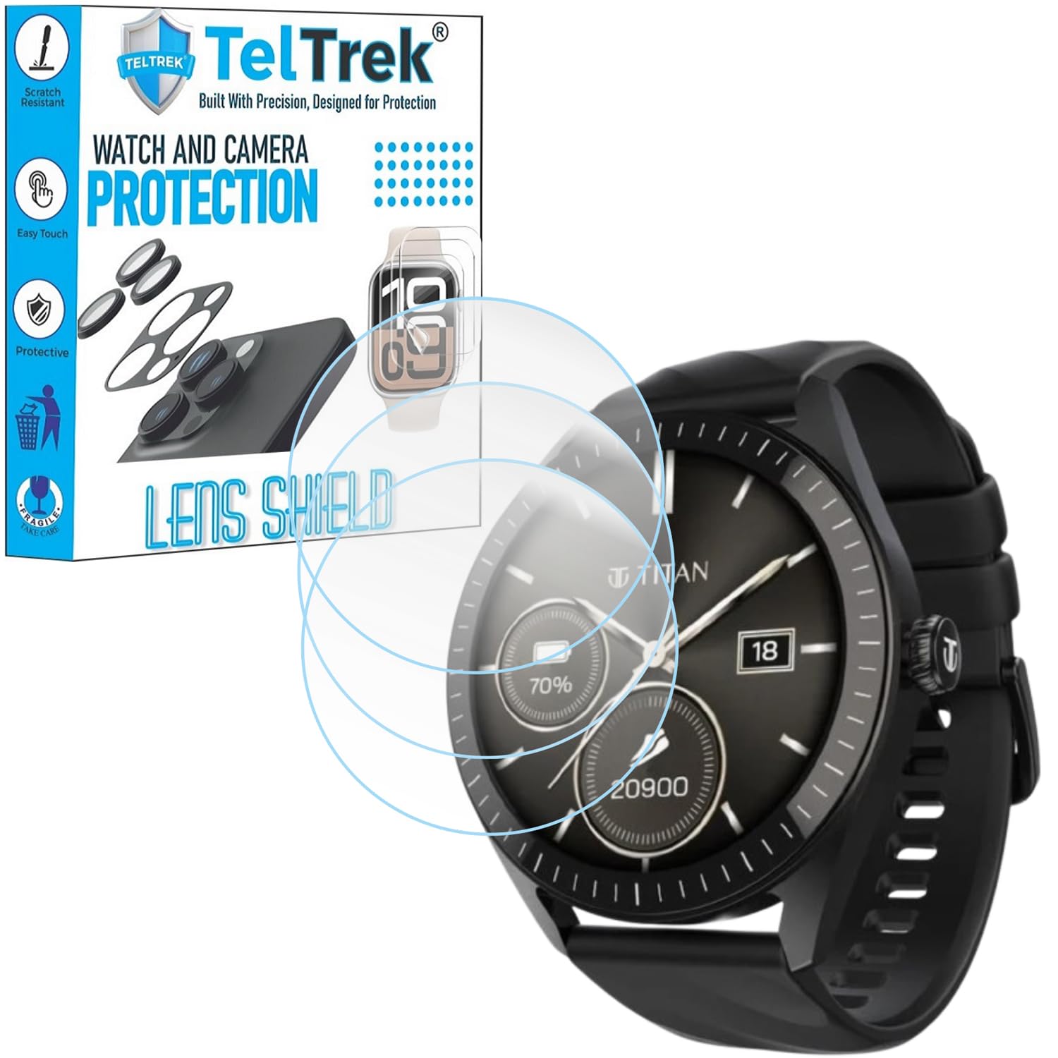 Screen Protector Screenguard Compatible With Titan Celestor (1.43" Inch SmartWatch), Edge to Edge Hydrogel TPU Screen Guard not a Tempered Glass (Pack of 3)-image-46