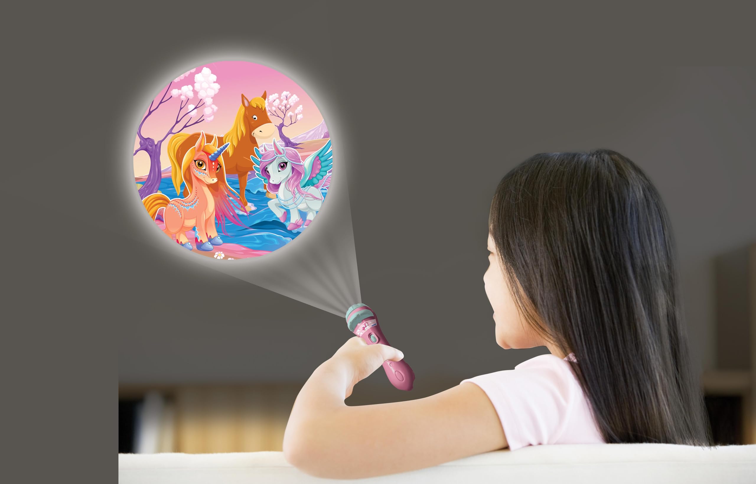 LEXIBOOK - Unicorn - Stories projector, torch light and projector with 3 discs, 24 images, create your own stories, LTC050UNILXB - Image 4