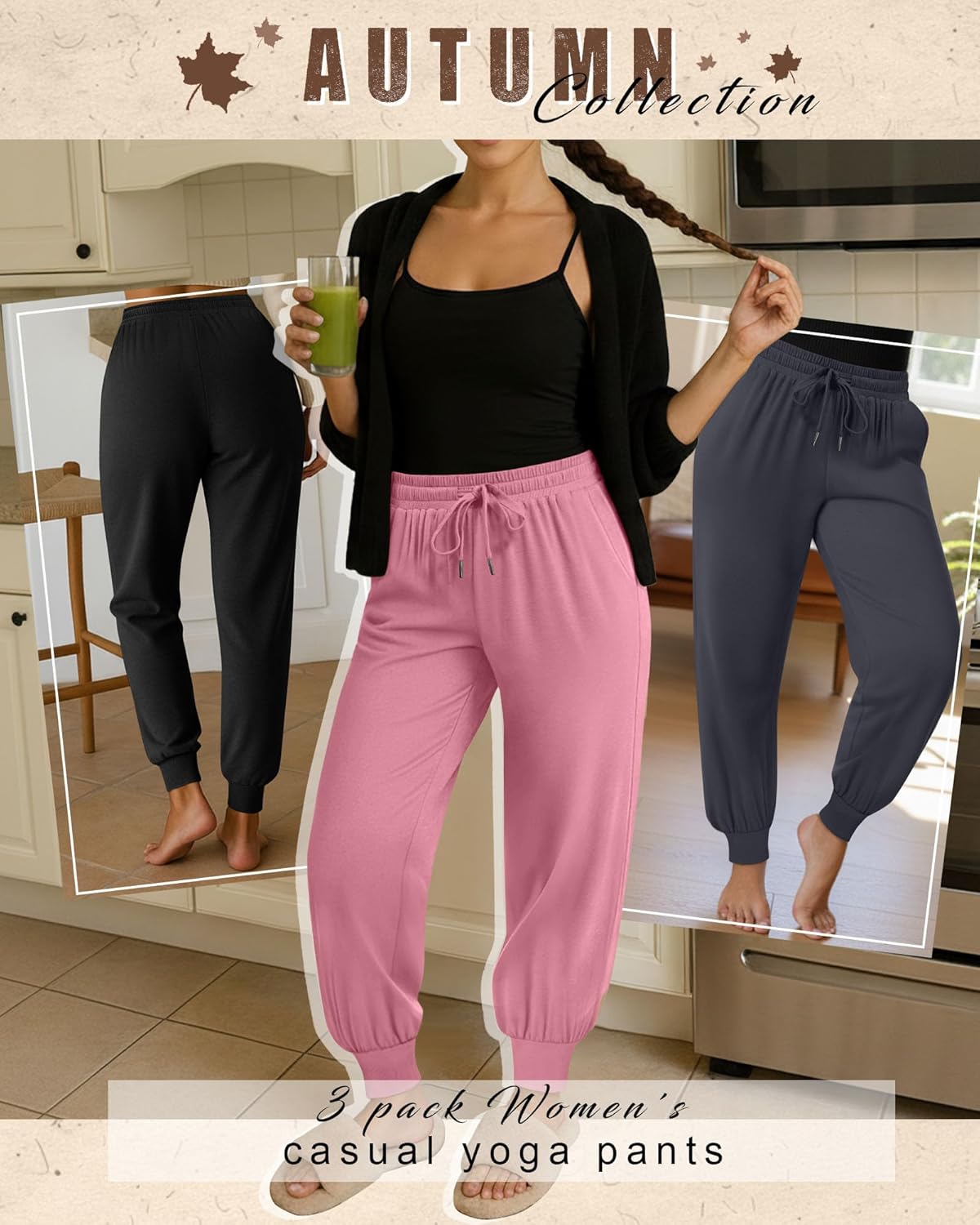 3Pack Women's Plus Size Sweatpants with Pockets Drawstring Elastic Waist Joggers Lounge Running Yoga Pants Trousers
