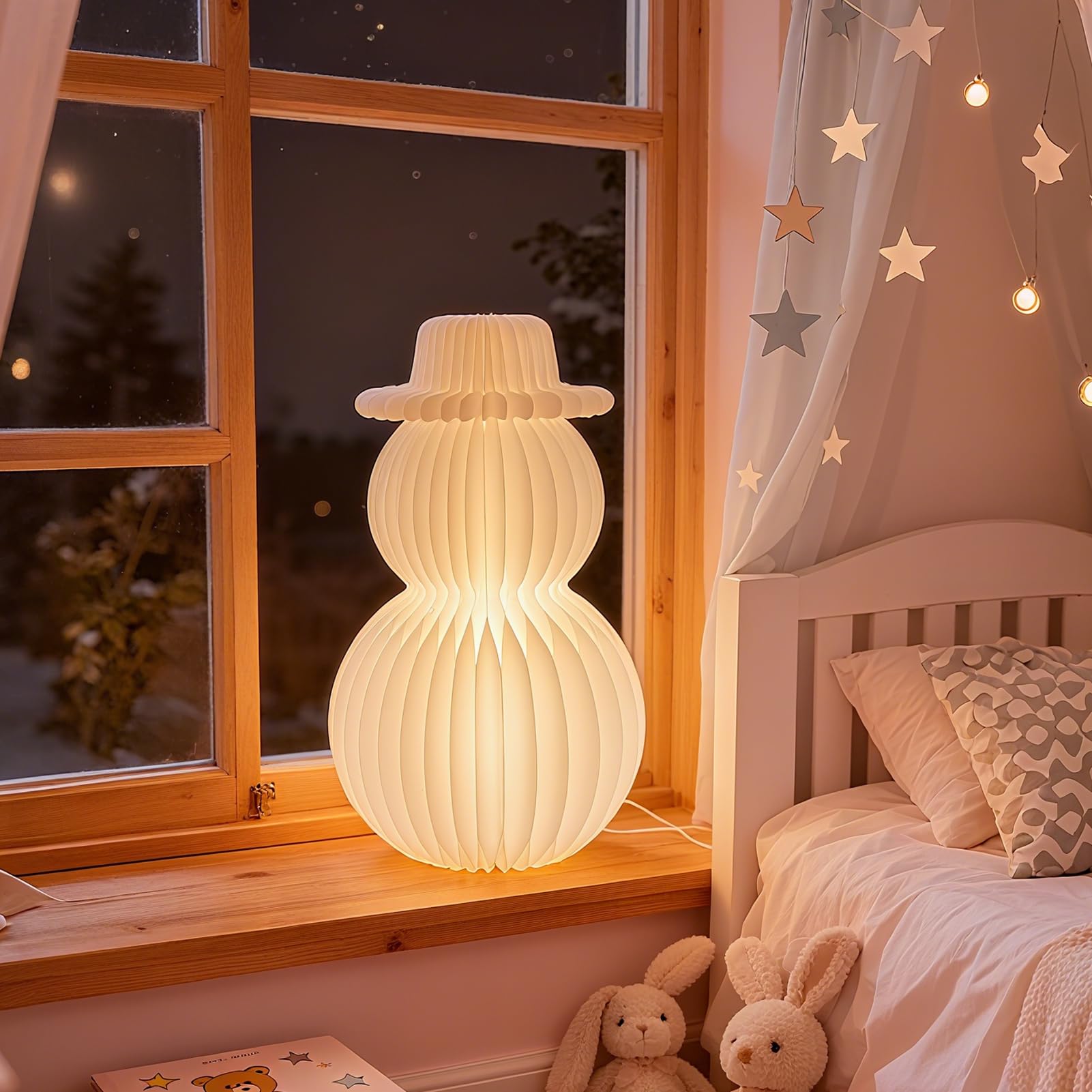 SUNBEAUTY 50cm Papier Weihnachtsbaum Lampe Deko Weiß 3D Waben Papierbäume Weihnachtskugel Aufhängen Deko Weihnachtsdekoration für Esstisch Fensterbank Kaminsims das Schlafzimmer