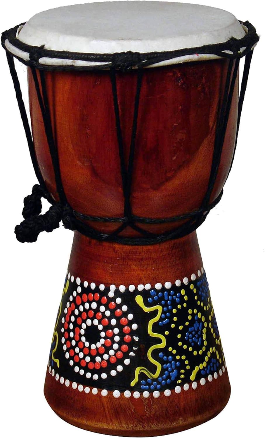 8" Maroon Red and Black Drum Jembe Aborigine Design