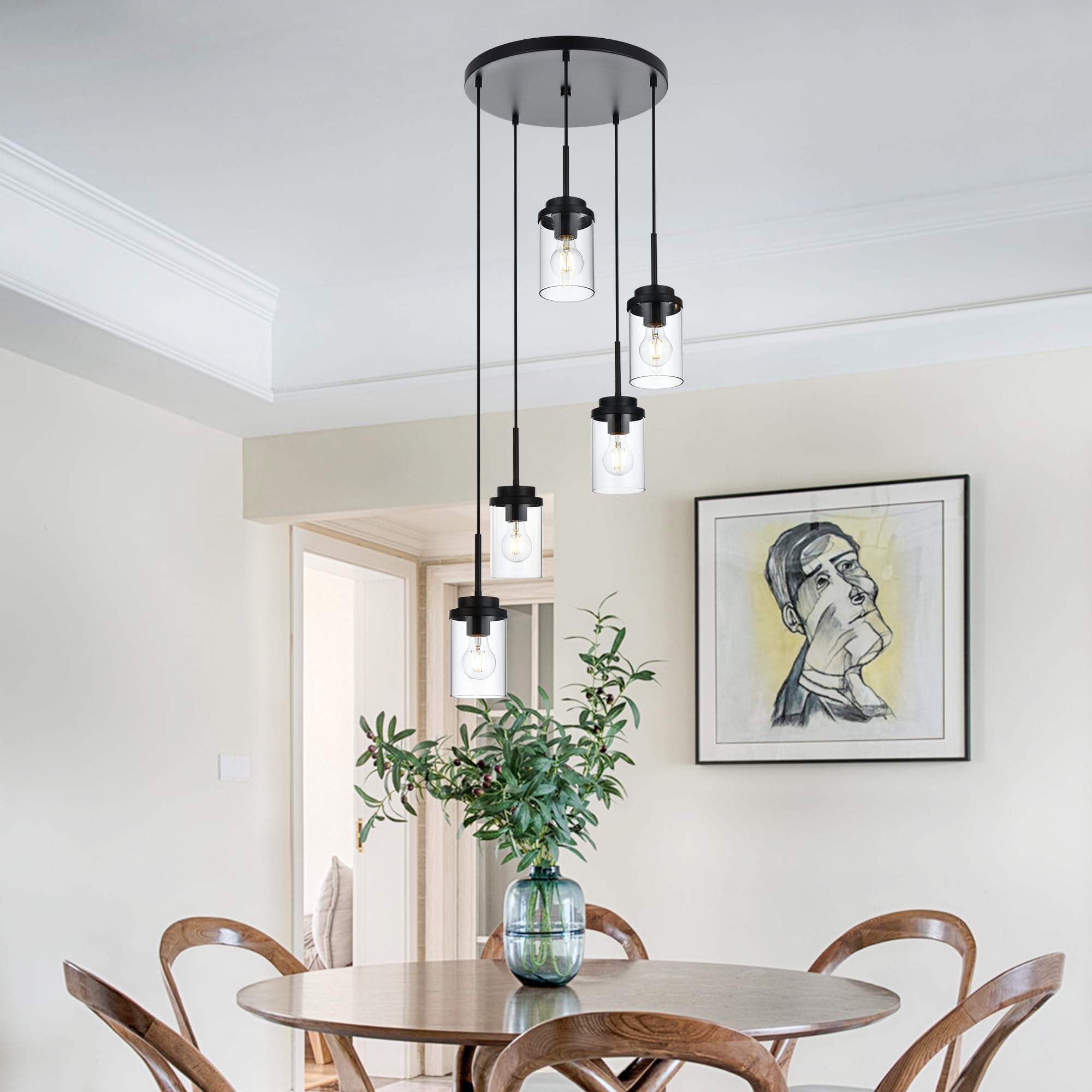 MELUCEE 5-Light Pendant Chandelier - Modern Lighting -4