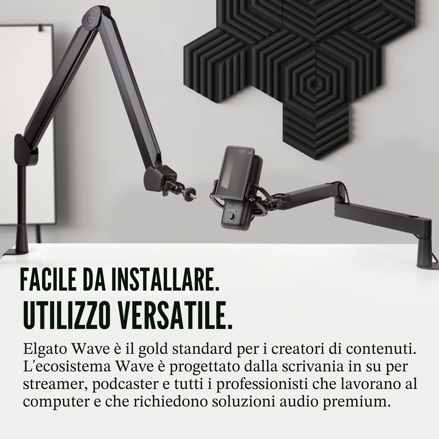 Elgato Wave:3, microfono condensatore USB premium per streaming, podcast, gaming e home office, software di mixaggio gratis, plug-in per effetti audio, anti-distorsione, plug ’n play, per Mac e PC