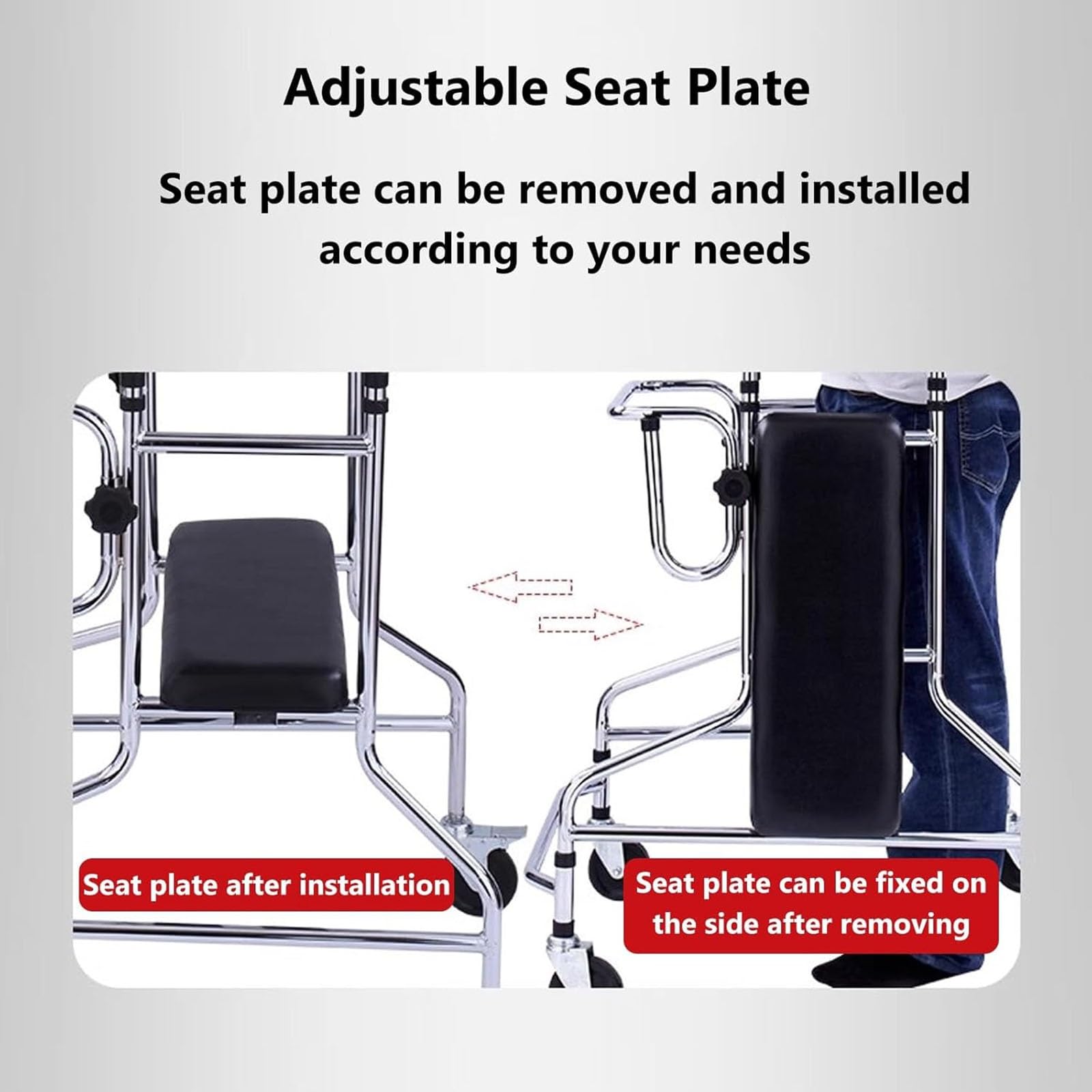 Andadores Ligeros para ancianos, Andador de Rehabilitación Ajustable con Ruedas Silenciosas y Mesa de Apoyo Confortable, Andador de 4 Ruedas con Asiento y Frenos, Capacidad de Carga 220lbs
