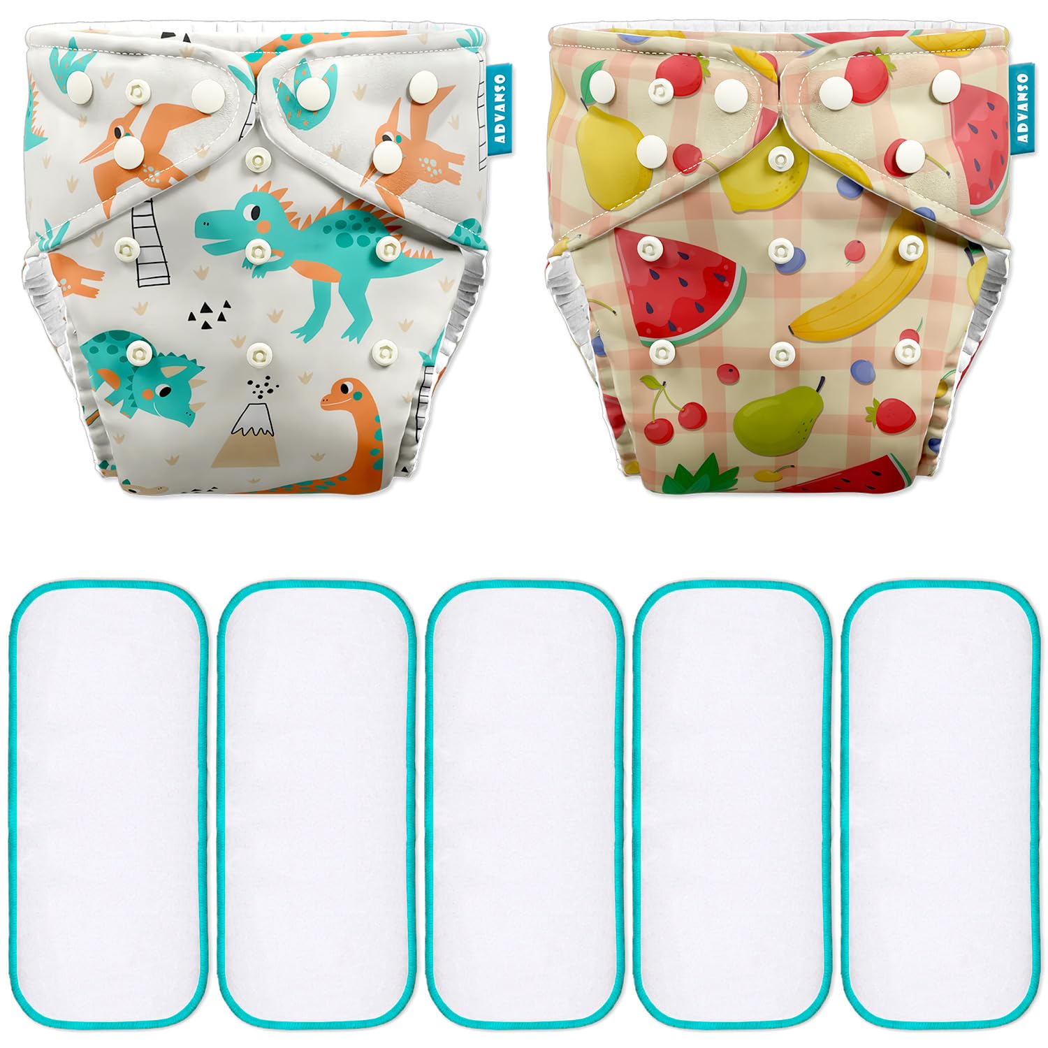 Advanso Leakage-proof cloth diapers for babies, high absorbent 2 reusable diaper 2 insert pad combo pack washable cloth diaper free size 5-18kg baby adjustable (A24+AD3)-picture-12
