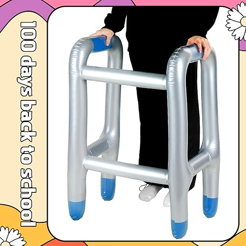 Miniatura 5 de 2 piezas inflables de andador inflable inflable de PVC plegable de bastón inflable inflable para disfraz de vejez, accesorios de disfraz para el día