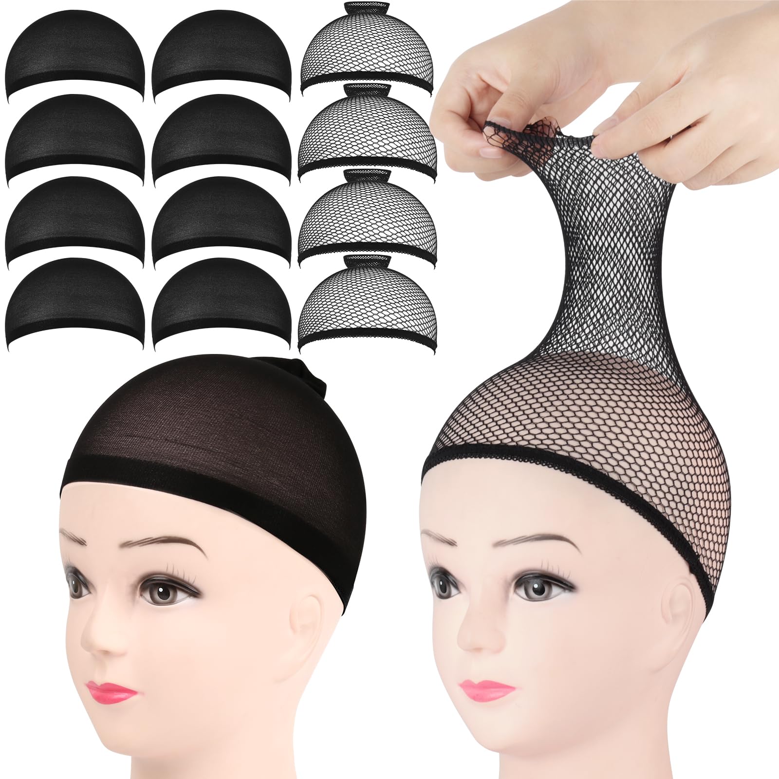 FANDAMEI 12PCS Wig Cap, Black Wig Cap, Wig Caps For Women, Hair Net For Wig