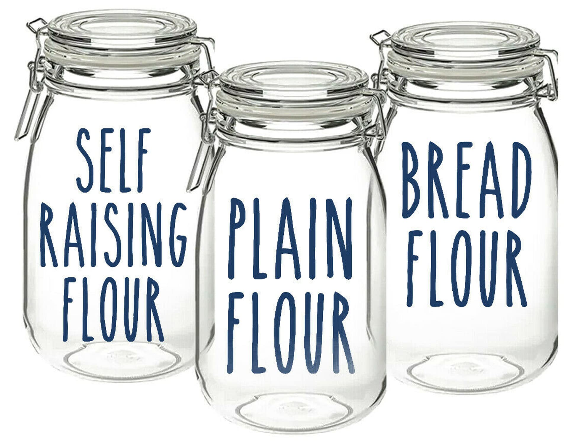Fabulous Wall Art Stickers 3-Piece Flour Sticker Set - Self Raising, Plain, Bread - Vinyl Decals for Jars & Containers - Small (3cm Tall) - Violet Purple