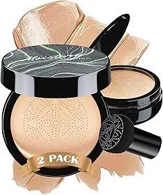 OETUIOW Base De Maquiagem Facial Mushroom Head Air Cushion - Bb Para Pele Madura, Corretivo Hidratante, Iluminador, Duradouro, Tom Uniforme Todos Os Tipos (2 Unidades Naturais)