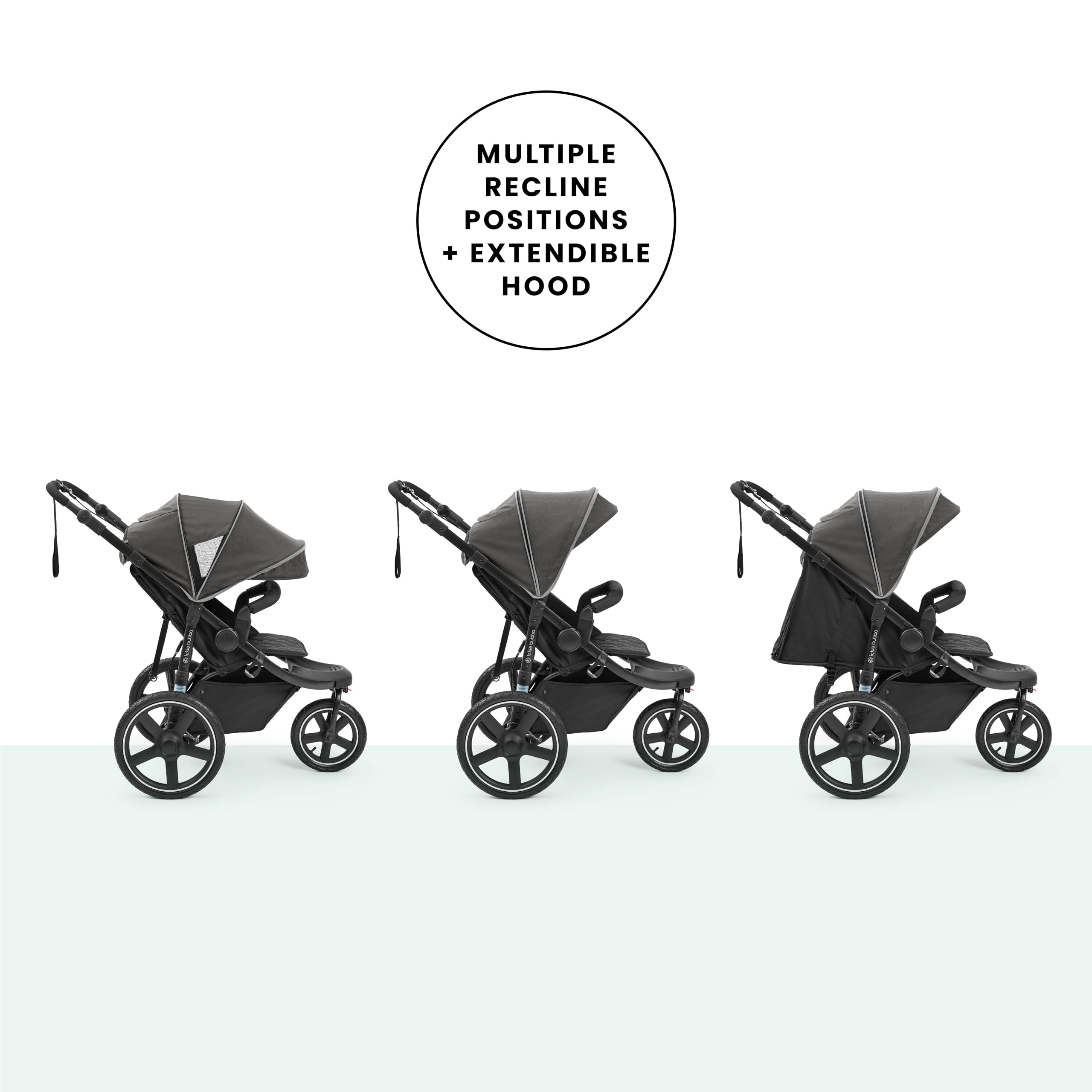 Ickle Bubba Venus Jogger Pro 3-Rad-Kinderwagen, Geländegängig, Luftreifen, UPF50+ Haube, 0-22 kg, Anthrazitgrau