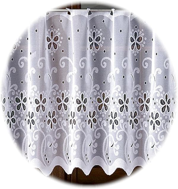 MforStyle White Cafe Net Curtain. Sold by the metres. Quality Product. (Drop 90cm (35,4"))