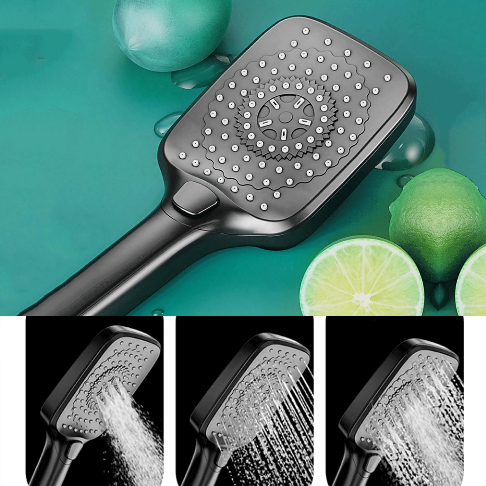 Sistema Doccia a Vista Nero, Set Rubinetto con Display Digitale, Set Combinato a 4 funzioni per Bagno, soffione a Pioggia, doccetta, doccetta per Bidet, beccuccio per Vasca