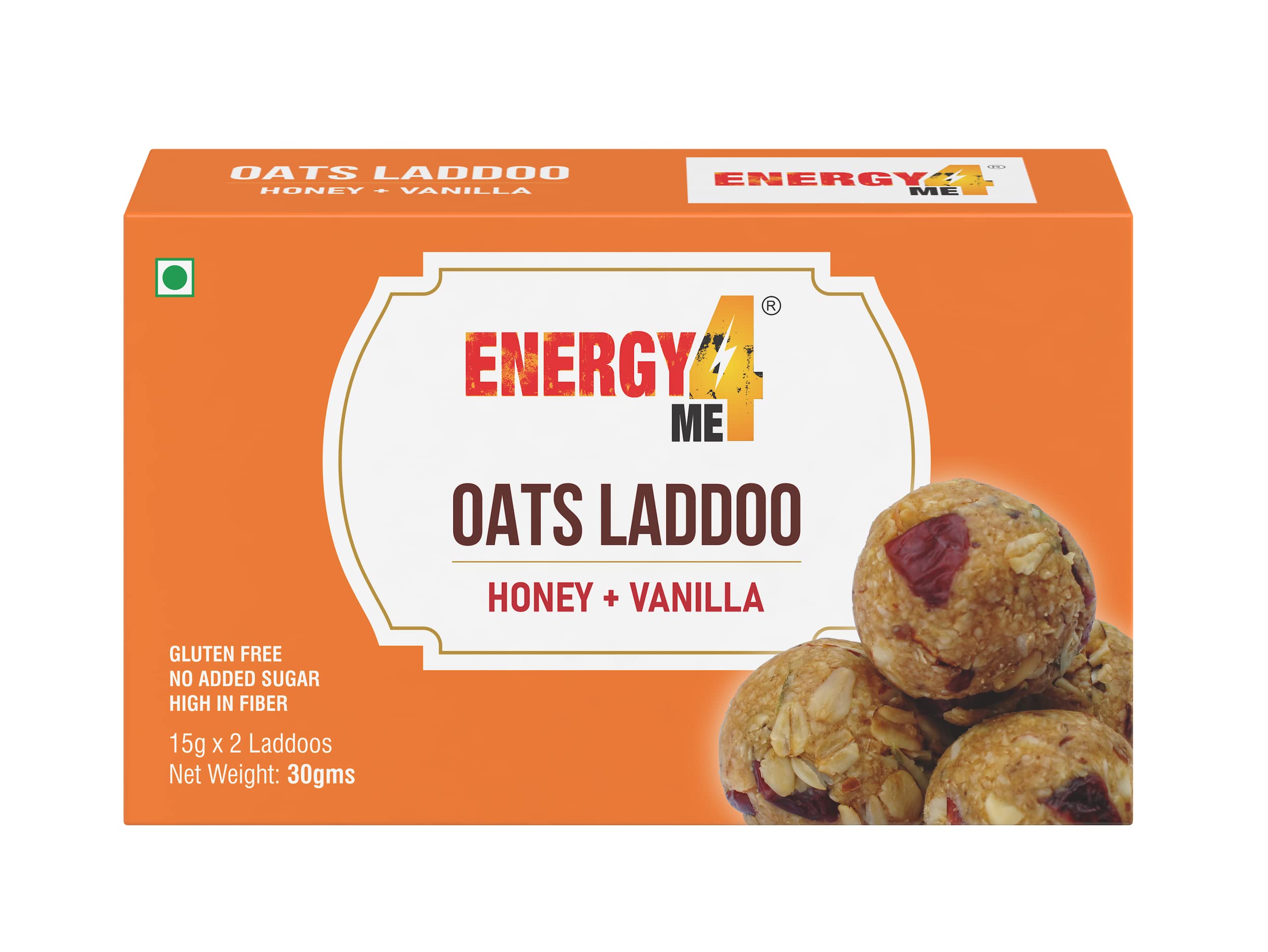Energy4Me Oats Laddu with Honey and Vanilla, 60 gm - Pack of 3 I Dry Fruits and Nuts ladoo Laddo I Gluten & Sugar Free | No added sugar, High in Fiber I Healthy & Tasty Diet Snack