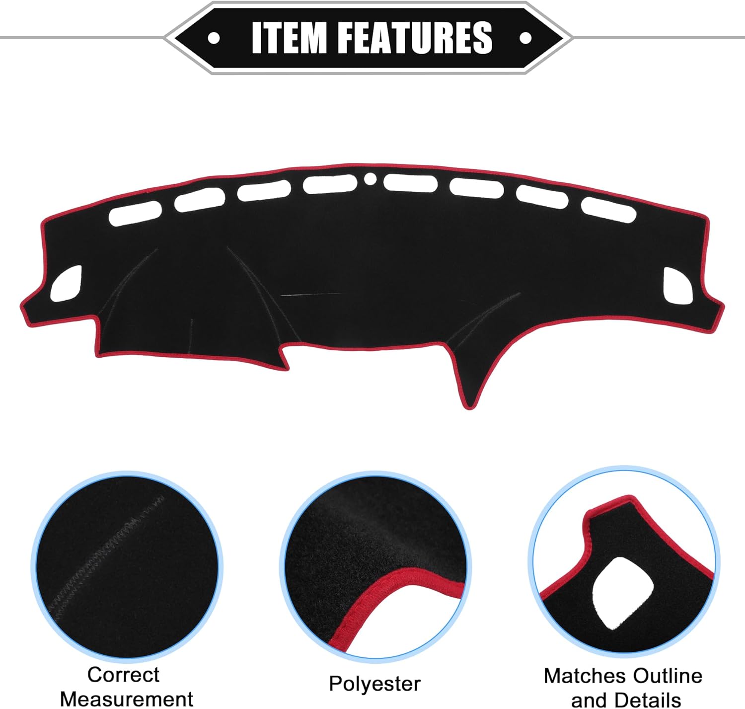 Car Dashboard Cover Mat Compatible for Subaru Impreza 2008-2011, Protective Polyester Black Red Center Console Interior Trim Dash Board Mat