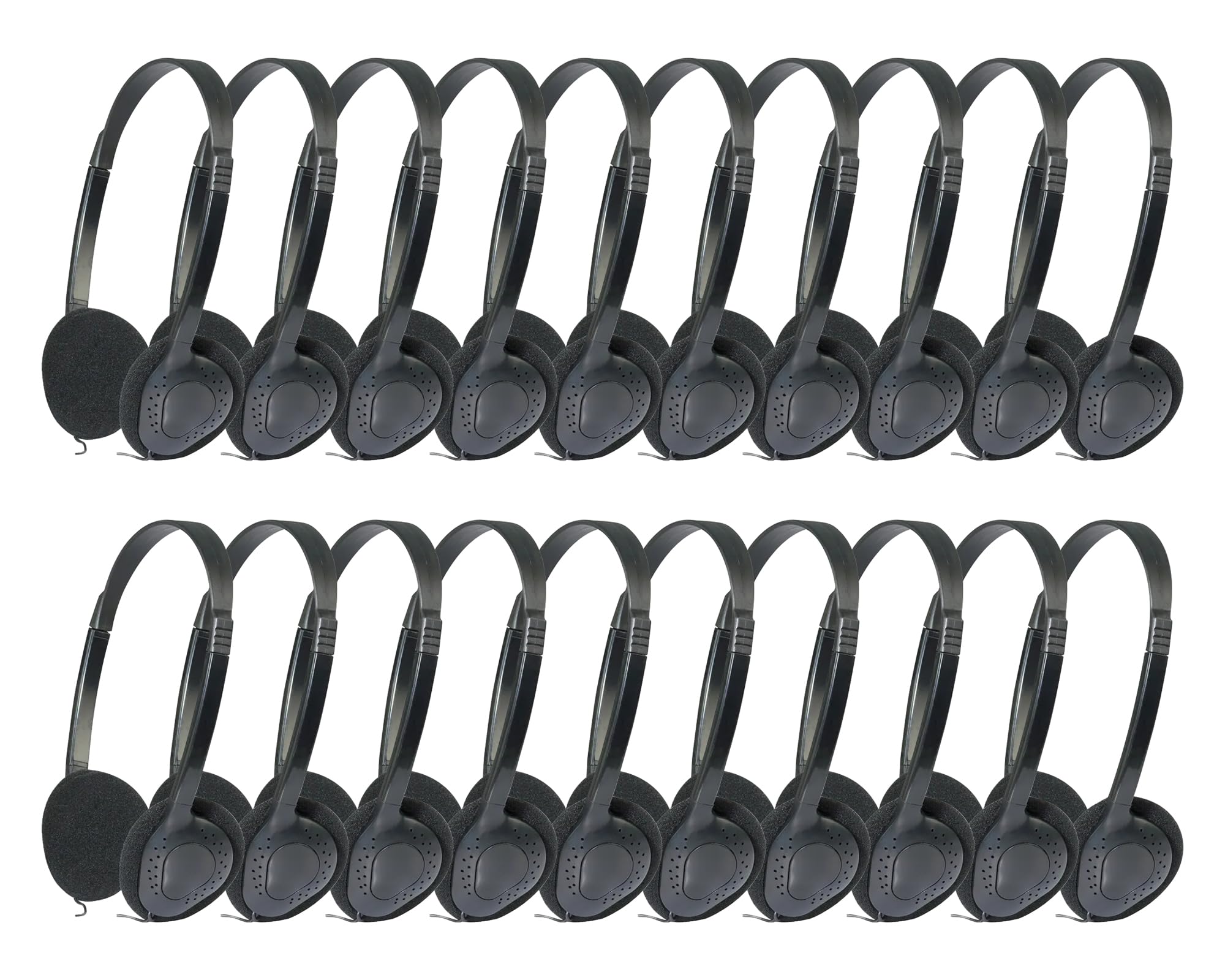 LIROPAU Lot de 20 casques filaires supra-auriculaires pour enfants, bandeau réglable avec prise jack 3,5 mm pour bibliothèque, école, casque filaire pour smartphones, tablettes, ordinateurs portables