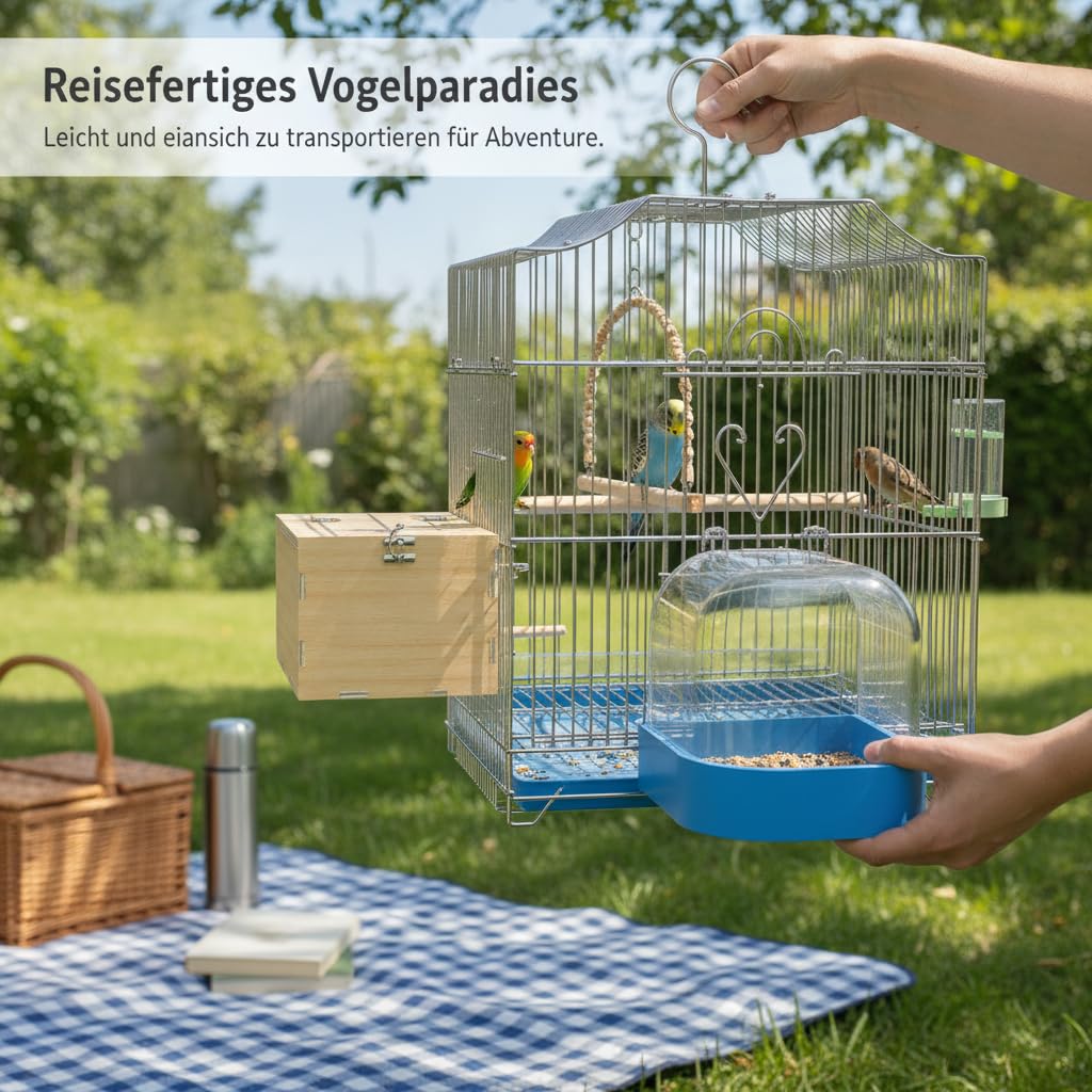Voliera per Uccelli Domestici a Cupola, Voliera in Metallo per Piccoli Uccellini Domestici, per cocorite, Lusso con alimentatore automatico